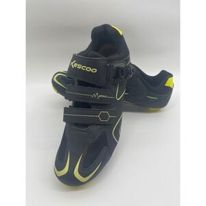 KESCOO Black‎ Yellow Cycling Shoes Cleats Size 47 Road Bike Spd Compatible